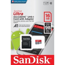 SanDisk Ultra microSDHC UHS-I 80 MB/s Card with Adapter 16GB Best Offer Price in Sharjah