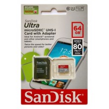 SanDisk Ultra microSDHC UHS-I 80 MB/s Card with Adapter 64GB Best Offer Price in Sharjah