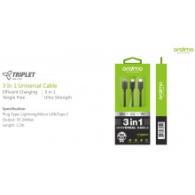 Oraimo – Triplet – USB cable 1.2m Lightning & Micro USB & Type C