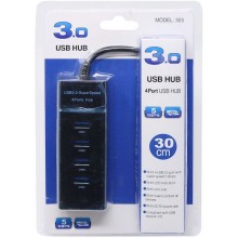 3.0 USB Hub M 303 , 4 Ports , High Speed - Black 